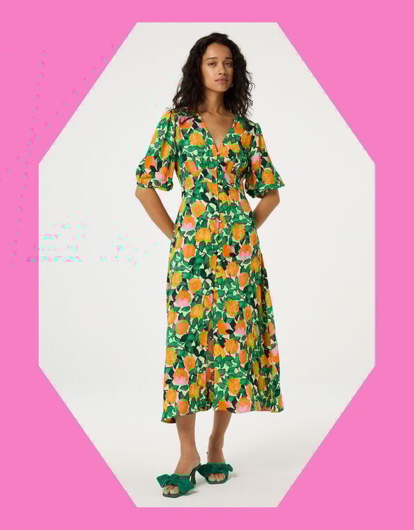 Fabienne Chapot Ana Fruity Floral Midi Dress, Green (GREEN), large