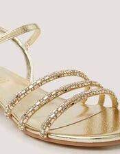 Embellished Strap Metallic Heels, Gold (PALE GOLD), large