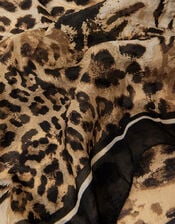 Kathie Silk Leopard Print Scarf, , large
