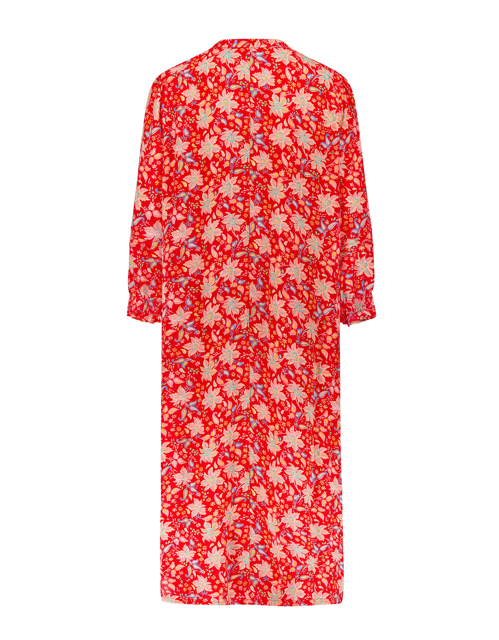 East Pleat Floral Midi Dress Red
