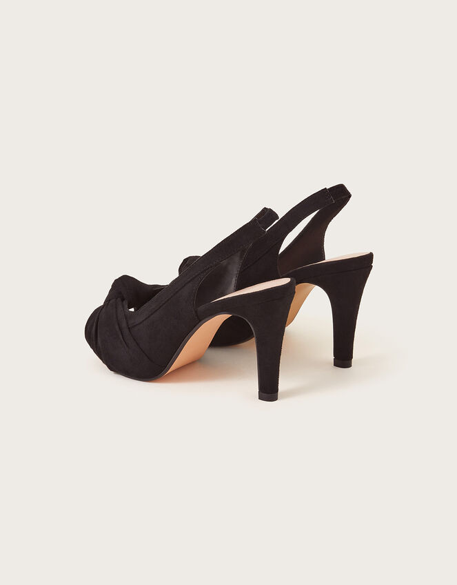 Suede Peep Toe Heels, Black (BLACK), large