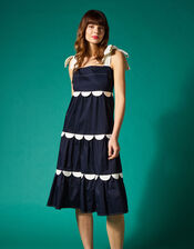 Mirla Beane Tiered Scallop Dress, Blue (NAVY), large