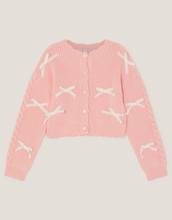 Bow Knit Cardigan, Pink (PINK), large