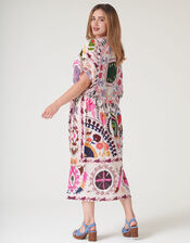 One Hundred Stars Susani Print String Midi Dress, Pink (PINK), large