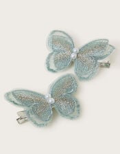2-Pack Embroidered Butterfly Hair Clips, , large