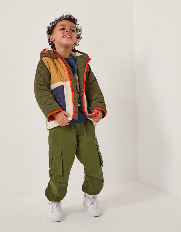 Colourblock Borg Quilted Jacket, Multi (MULTI), large