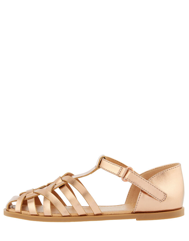Rose Gold Caged Sandals, Gold (ROSE GOLD), large