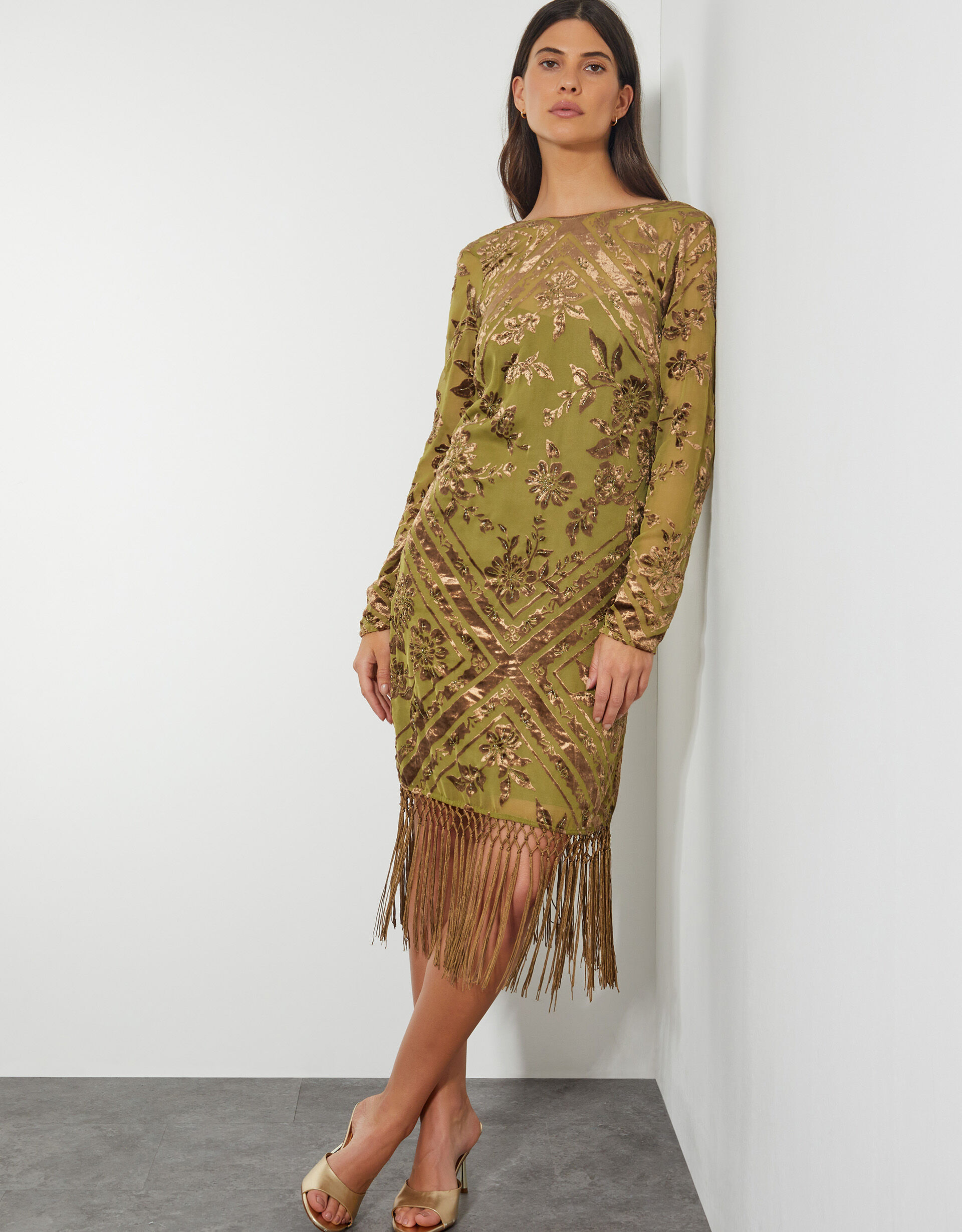 Yellow fringe dress discount