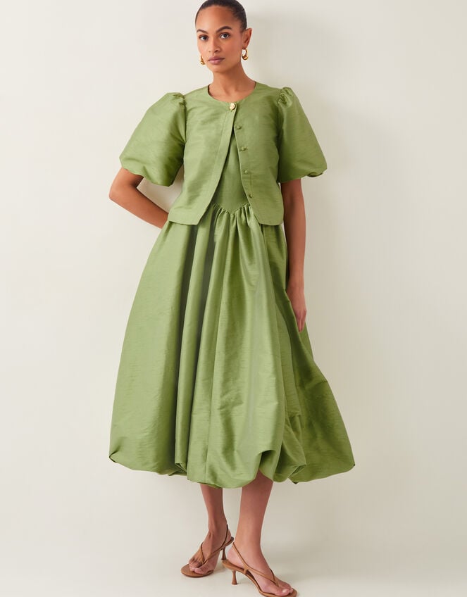 Mya Puff-Sleeve Jacket, Green (KHAKI), large