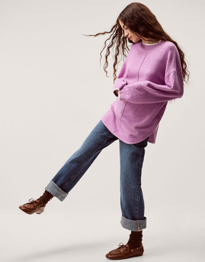 Tori Oversized Tipped Jumper Purple