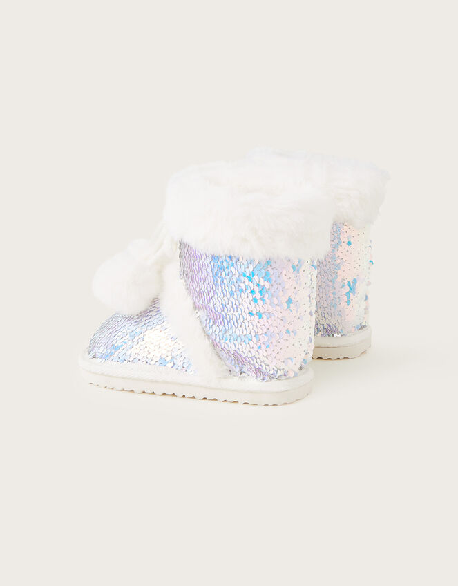 Olivia Sequin Slipper Boots, Ivory (IVORY), large