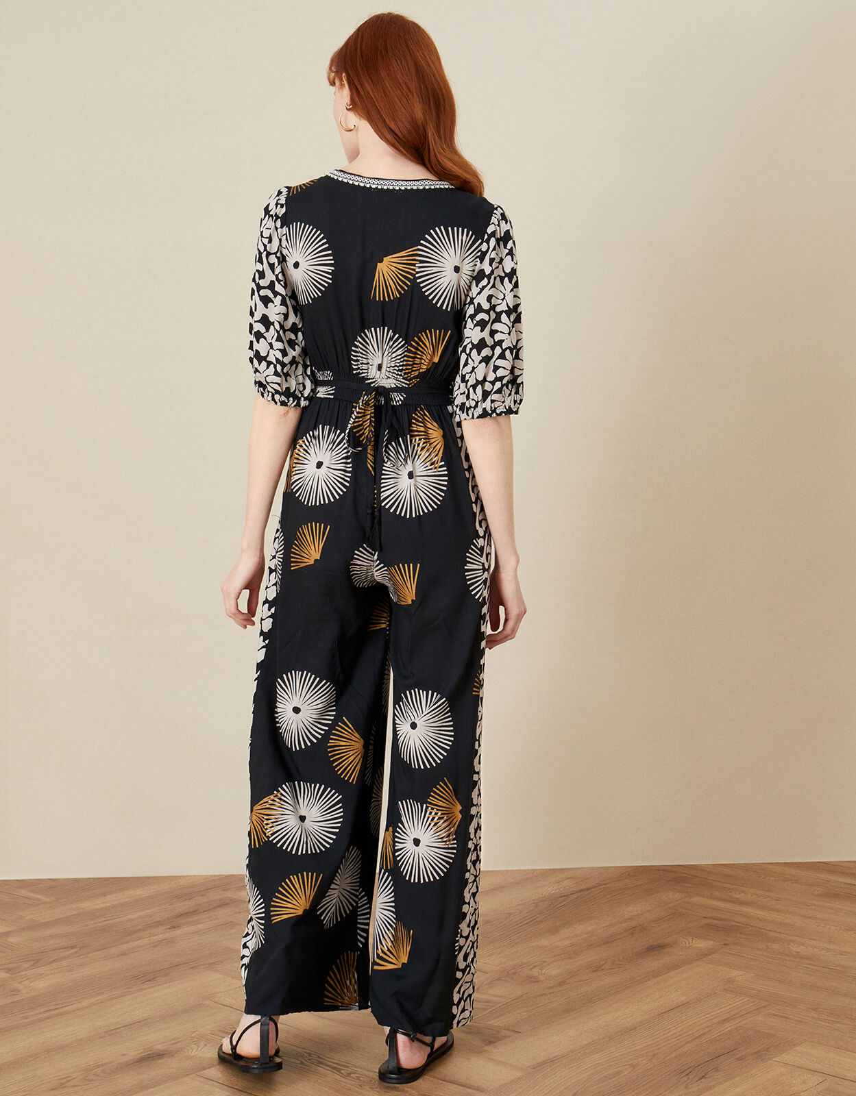 ARTISAN STUDIO Hand Screen Foil Jumpsuit Black