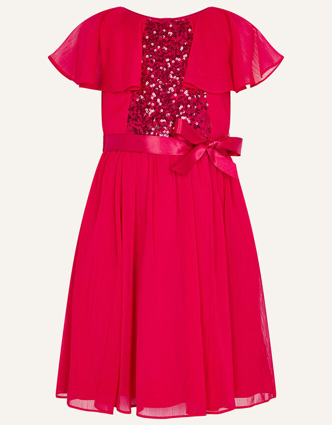 Sequin Cape Sleeve Dress, Red (RED), large