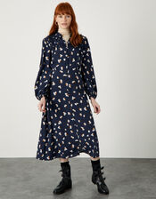 Floral Print Shirt Dress with LENZING&trade; ECOVERO&trade;, Blue (NAVY), large
