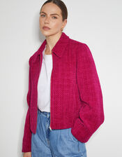 Teagan Tweed Crop Jacket, Pink (PINK), large