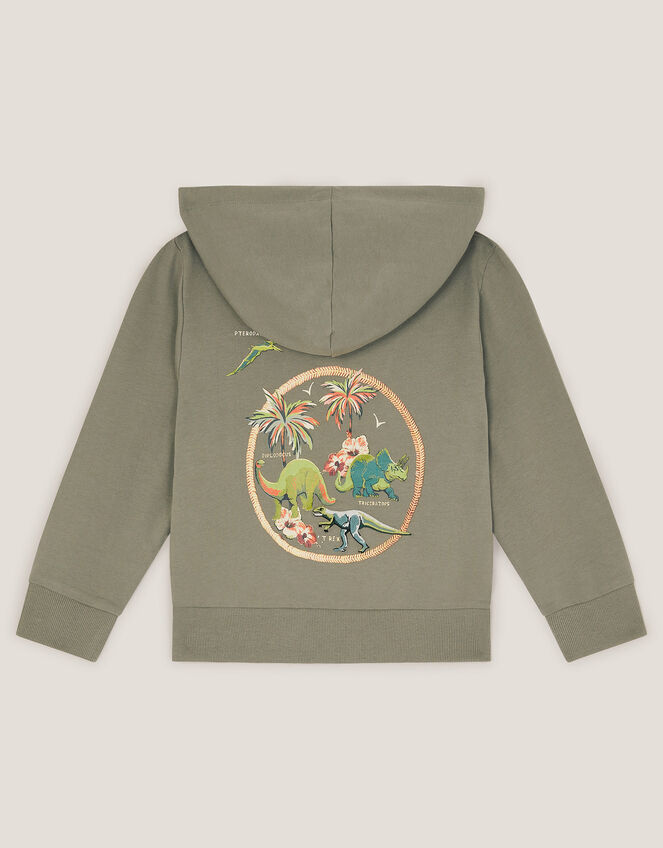 Dinosaur Zip-Up Hoodie, Green (GREEN), large