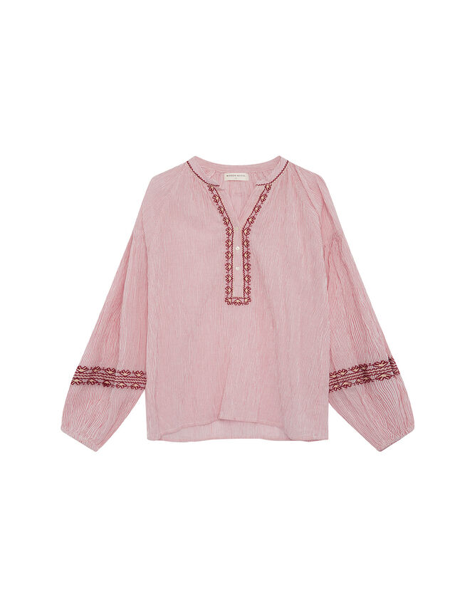 Maison Hotel Embroidered Blouse, Red (RED), large