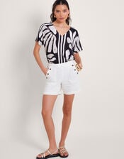 Harper Denim Shorts, White (WHITE), large