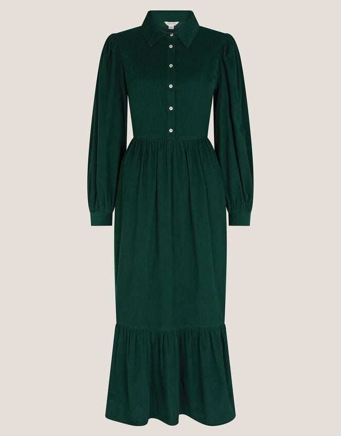 Adriana Corduroy Midi Shirt Dress, Green (GREEN), large