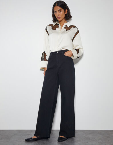 Ruby Wide Leg Jeans, Black (BLACK), large