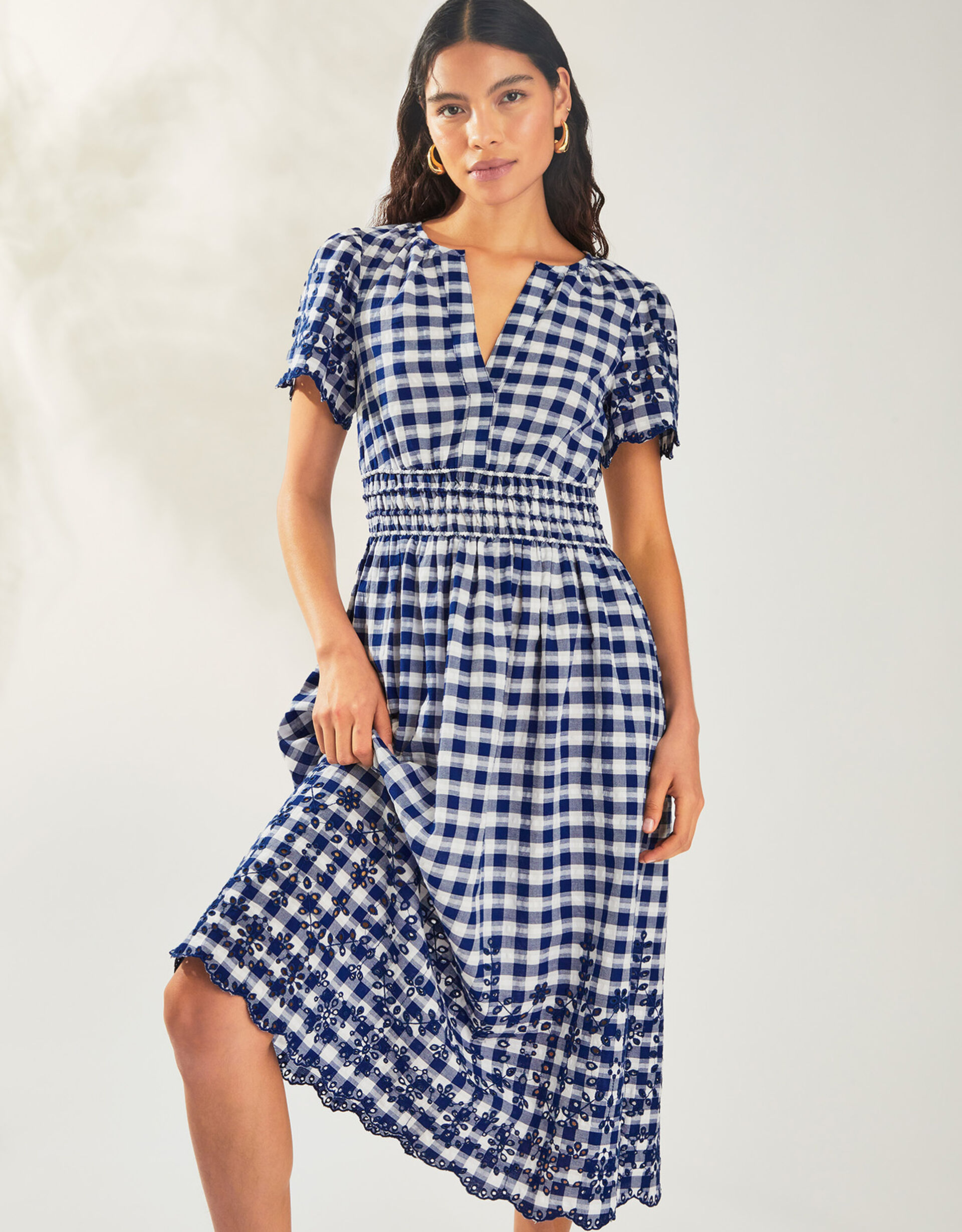 Nyla Gingham Dress Blue