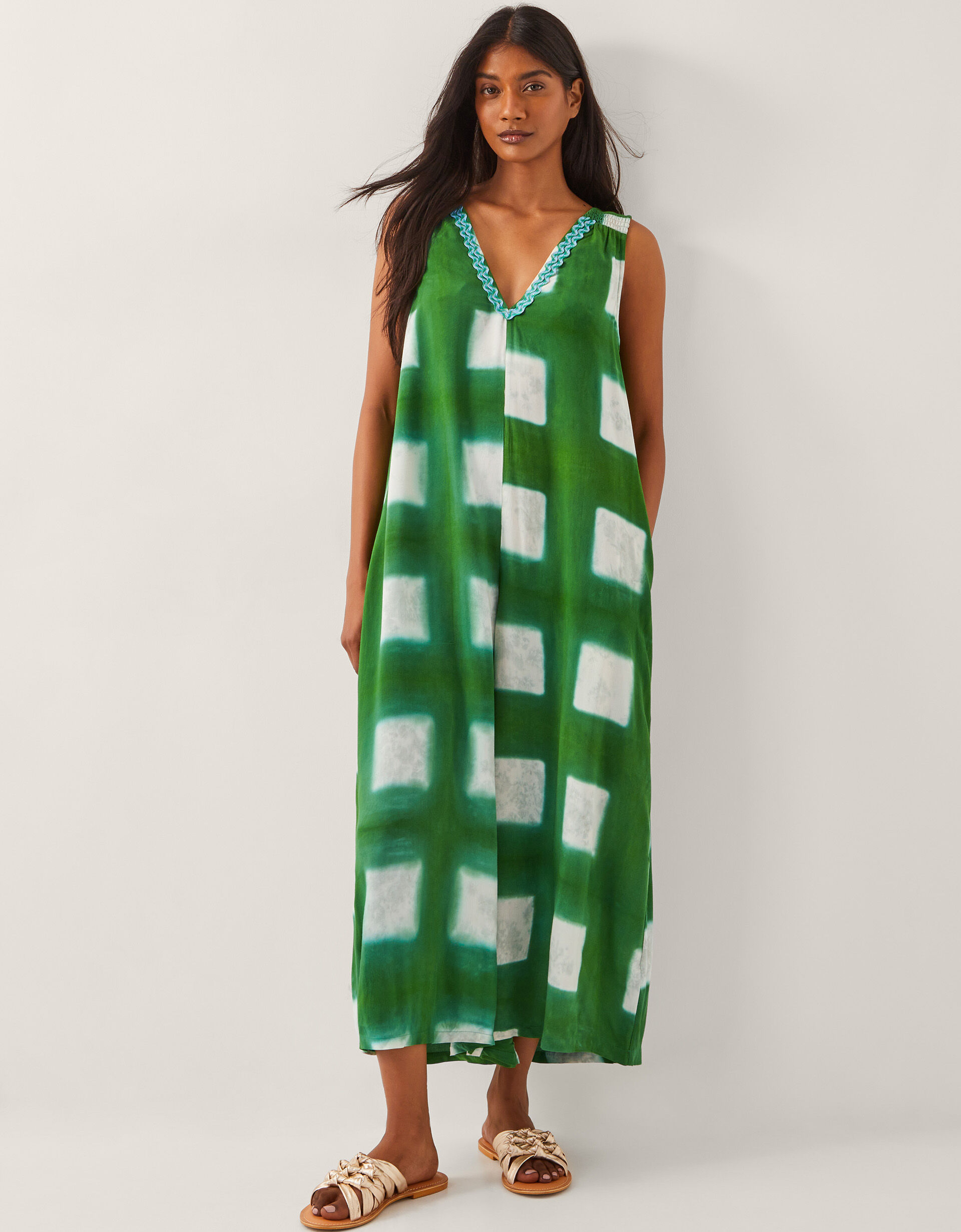 Halia Check Jumpsuit Green