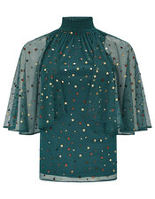 Kimberley Sequin Cape Top, Teal (TEAL), large