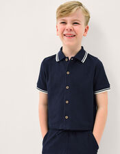 Jersey Polo Shirt & Shorts Set, Blue (NAVY), large