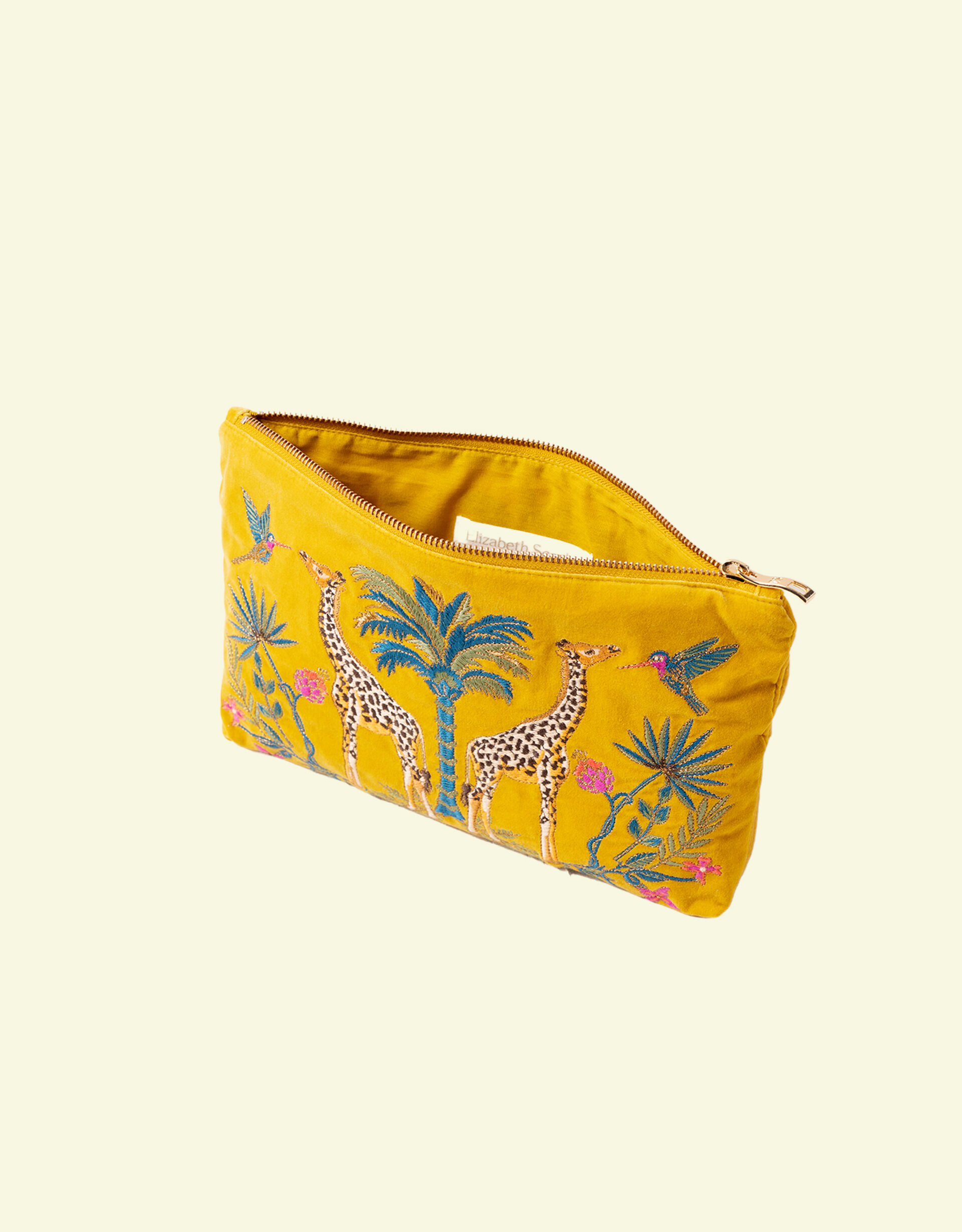 Elizabeth Scarlett Wild Giraffe Palm Velvet Pouch