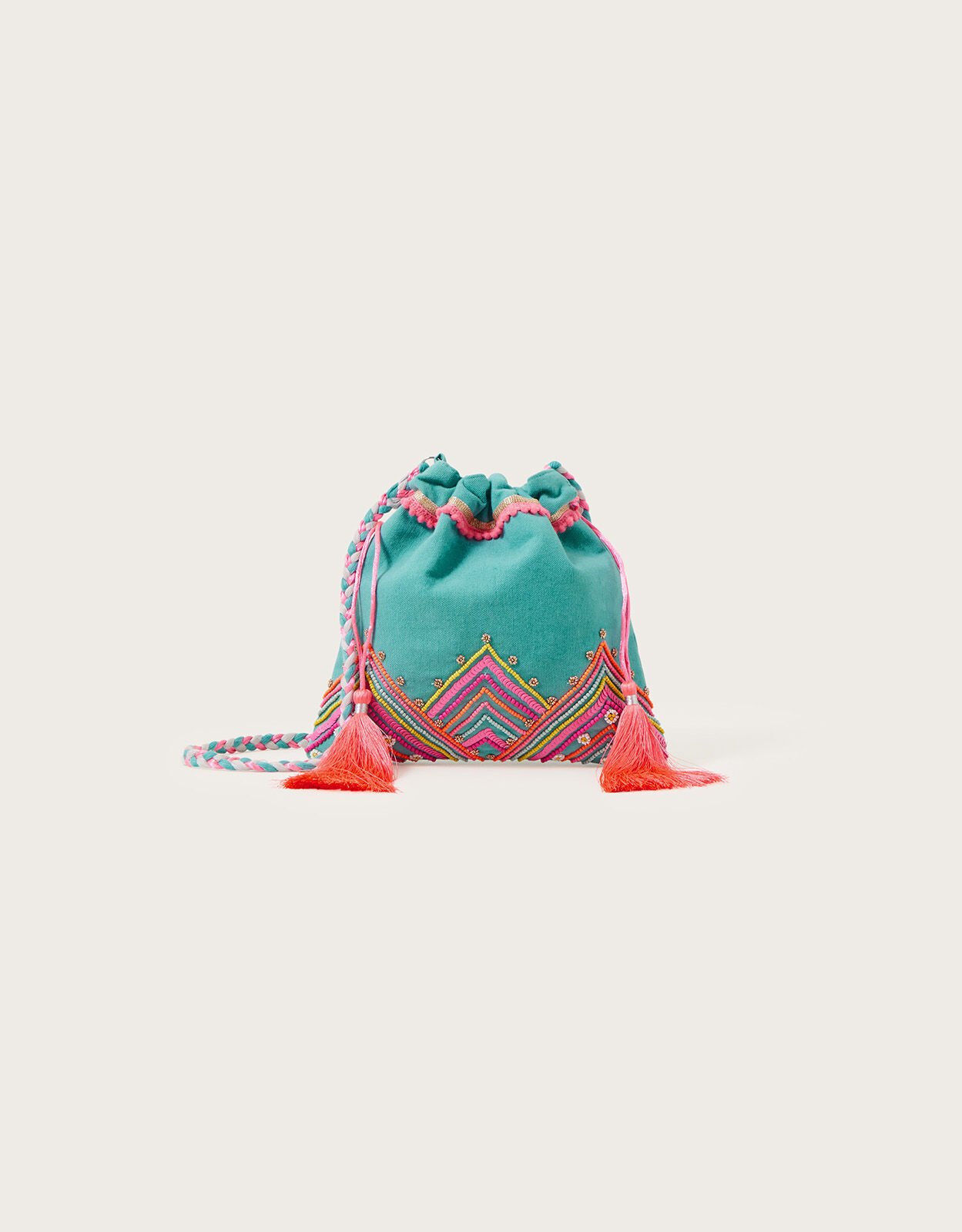 Beaded drawstring clearance bag