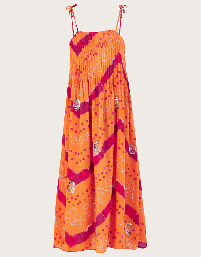 Bandhani Dye Cami Midi Dress Orange
