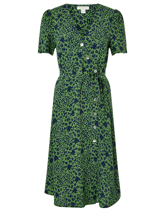 Printed Short Sleeve Wrap Dress Green | Day Dresses | Monsoon UK.
