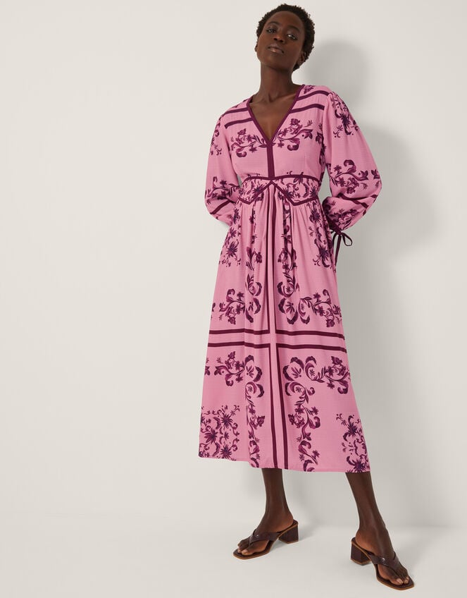 Matilde Floral Long Sleeve Midi Dress, Pink (PINK), large