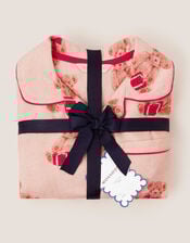 Teddy Bear Print Long Christmas Pyjamas Set, Cream (CREAM), large