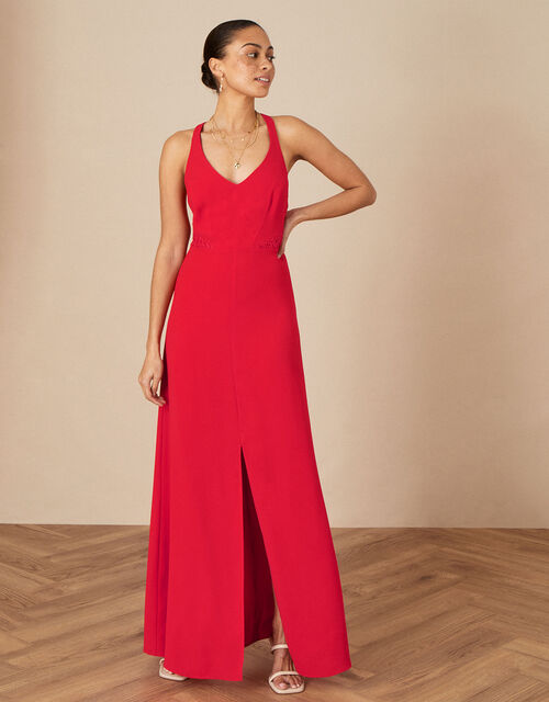 Lucinda Cross Back Maxi Dress, Red (RED), large