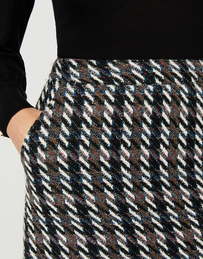Tabby Tweed A-Line Mini Skirt, Black (BLACK), large