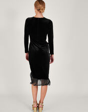 Flossie Velvet Fringe Dress, Black (BLACK), large