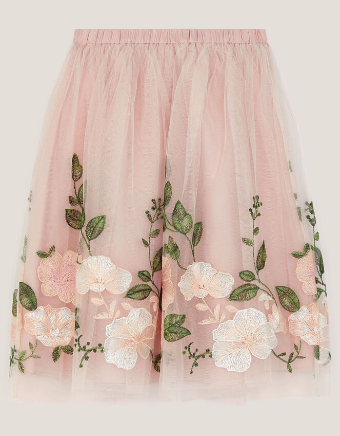 Olene Floral Embroidered Tulle Skirt, Orange (PEACH), large