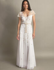 Michelle Embroidered Bridal Dress, Ivory (IVORY), large