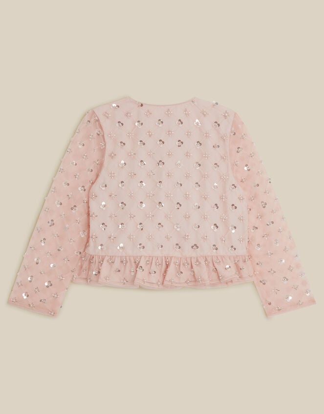 Gracie Satin Bow Embellished Cardigan, Pink (PALE PINK), large