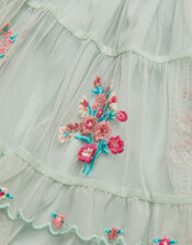 Boutique Embroidered Tulle Skirt, Green (GREEN), large