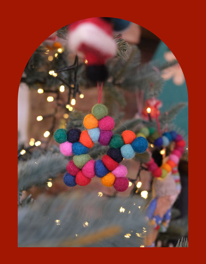 Fiona Walker Pom-Pom Star Decoration, , large