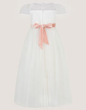Velvet Bow Bridesmaid Dress, Ivory (IVORY), large