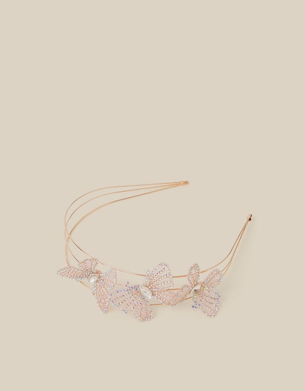Rhinestone Butterfly Metal Headband, , large