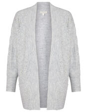 Embellished Cable Knit Cardigan, Grey (GREY MARL), large