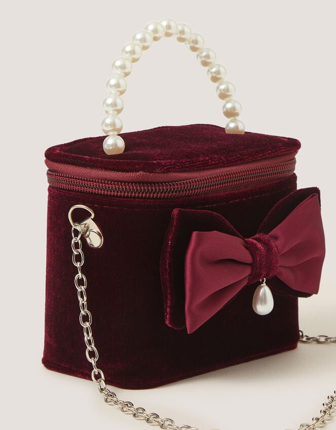 Bow Velvet Bag , Red (BURGUNDY), large
