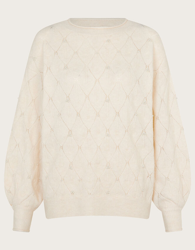 Pearl Detail Jumper, Ivory (IVORY), large