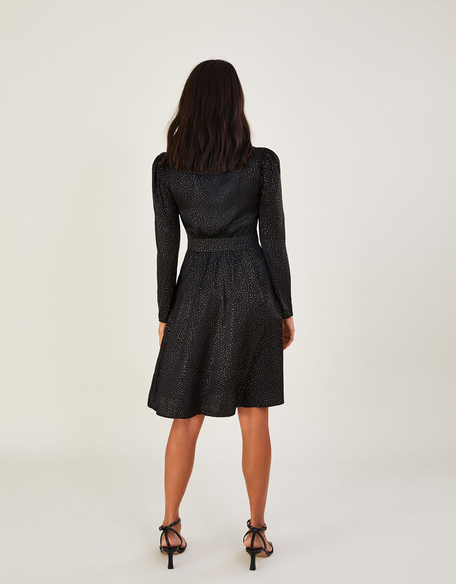 Shelley Foil Print Tea Dress, Black (BLACK), large