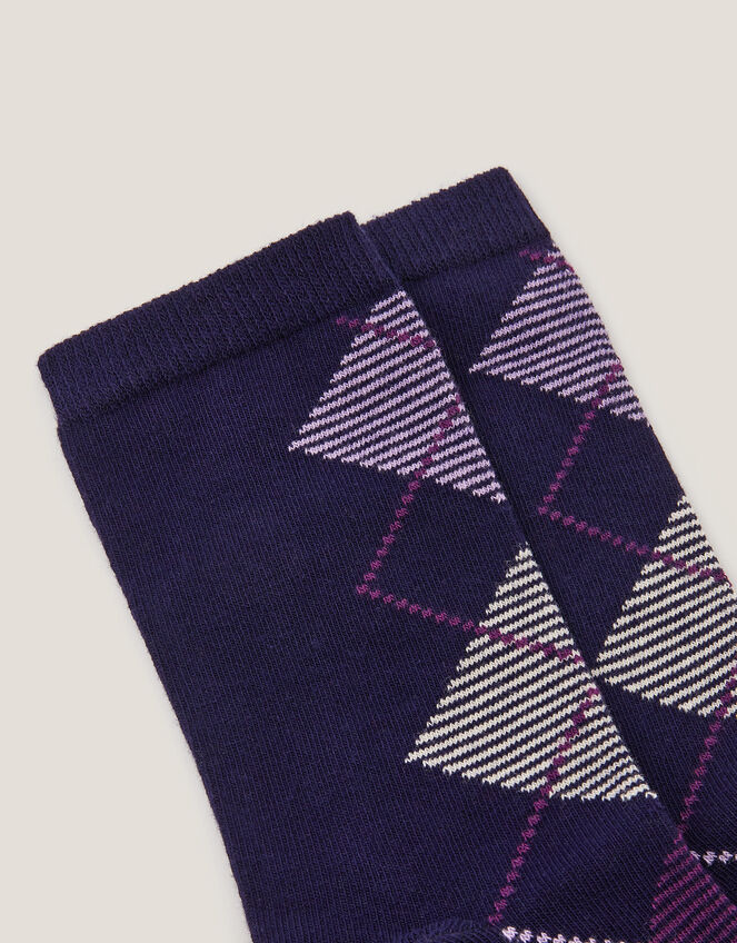 Argyle Print Socks, Purple (LILAC), large
