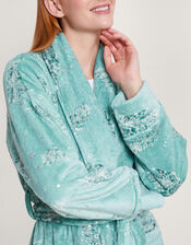 Feather Print Foil Dressing Gown, Teal (TEAL), large